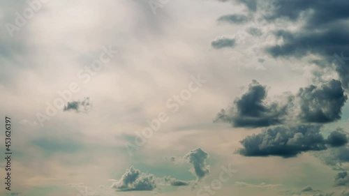 Time lapse with cloudy sky. Windy weather. Majestic cloudscape.