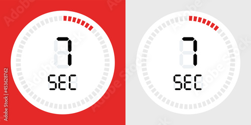 Digital countdown timer icon with 7 seconds.