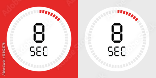 8 second timer clock. Stopwatch icon time chronometer