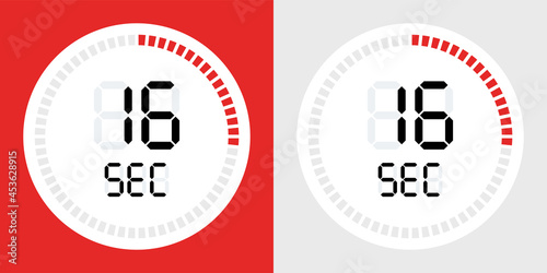16 sec stopwatch icon countdown time digital stop chronometer