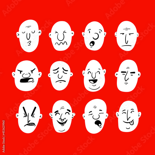 set of cartoon people with different expressions