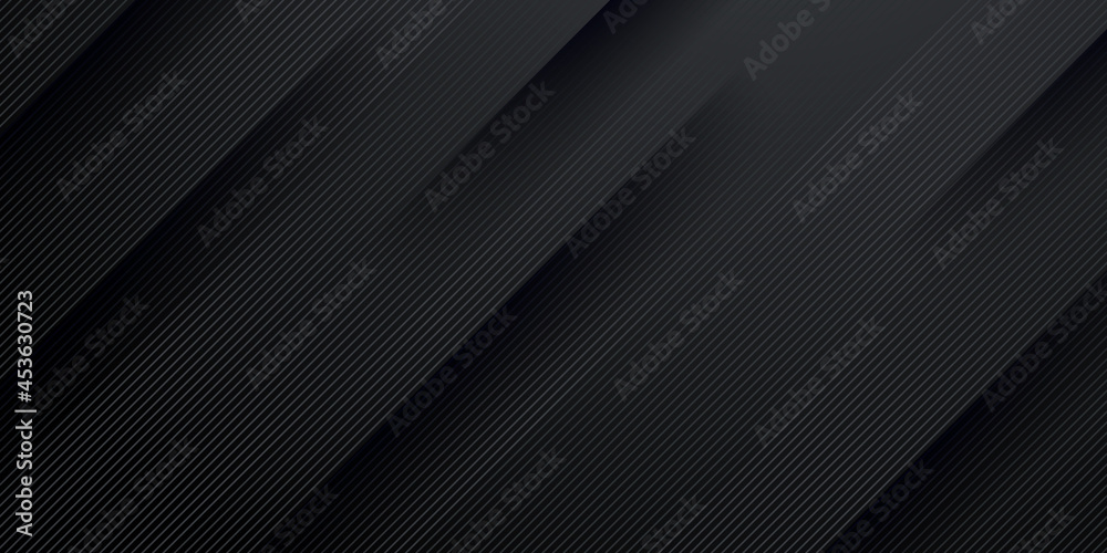 Fototapeta premium Dark black neutral abstract background for presentation design. Simple black abstract banner background