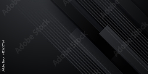 Dark black neutral abstract background for presentation design. Simple black abstract banner background