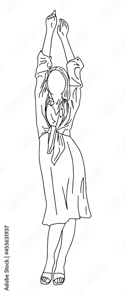 Girl in a linear style. Vector illustration. Girl in a linear style. Vector illustration.