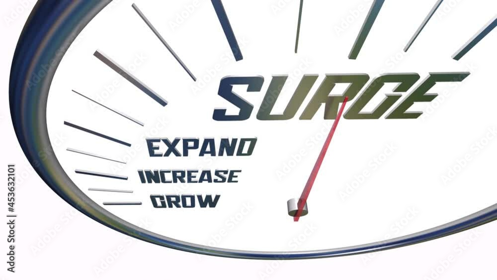 Surge Speedometer Increase Grow Expand Measure Boost 3d Animation