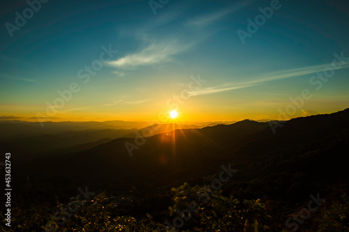 Majestic mountains landscape in sunset sky with clouds , Chiang mai , Thailand