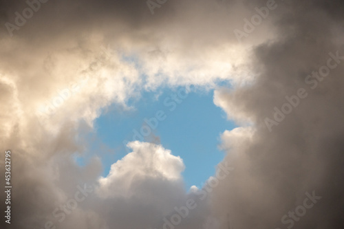 Scenic clouds in the sky. eye on cyclone or storm Epic view. Hope concept. Freedom . High quality photo