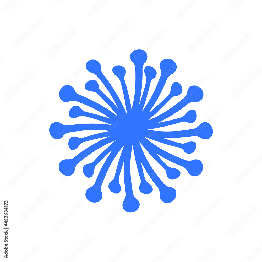 Blue bacteria icon, pistils, stamens on a white background. Vector illustration. Blue bacteria icon, pistils, stamens on a white background. Vector illustration.