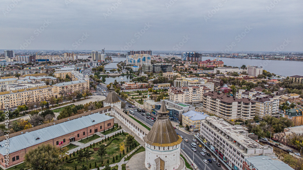 the city of astrakhan in russia from a height