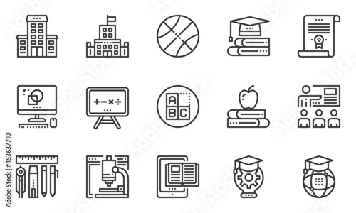 Education Study Online Icons Vector, Classroom, Training, Knowledge