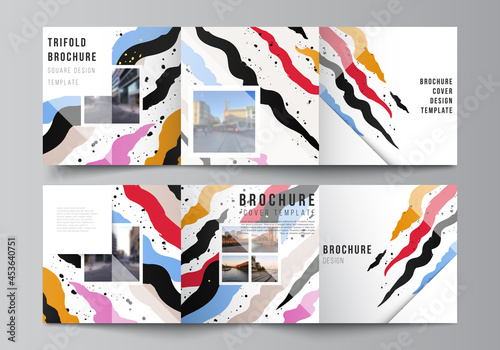 Vector layout of square covers design templates for trifold brochure, flyer, magazine, cover design, book design, brochure cover, creative agency, corporate, business, portfolio, pitch deck, startup.