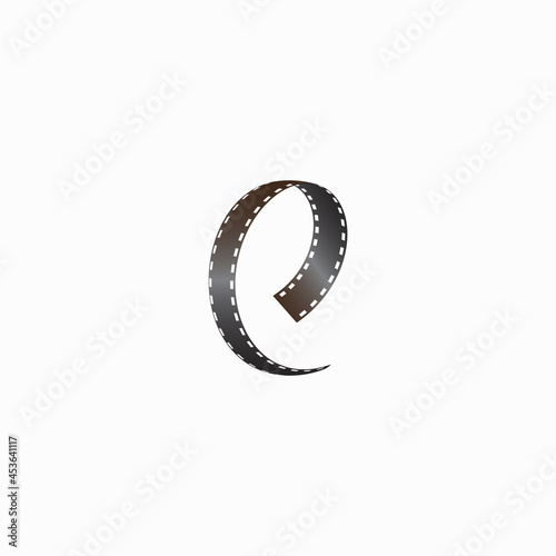 Film tape letter E logo vector. Suitable for film making studios, photography, etc.