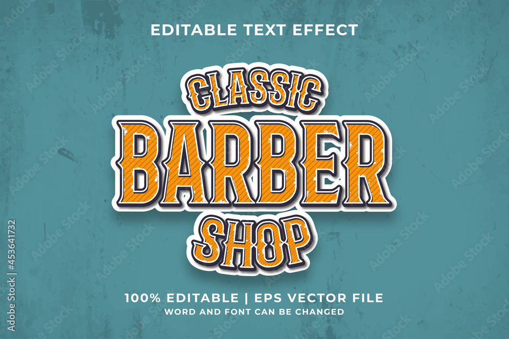 Obraz premium Classic Barbershop editable text effect Vintage 3d template style Premium Vector