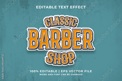 Classic Barbershop editable text effect Vintage 3d template style Premium Vector