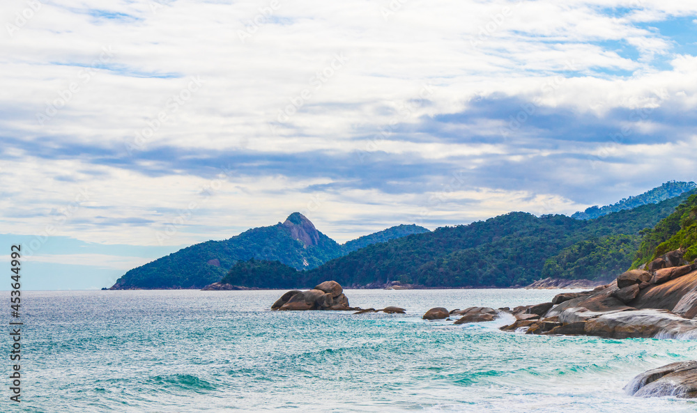 Rocks waves Praia Lopes Mendes beach Ilha Grande island Brazil. Rocks waves Praia Lopes Mendes beach Ilha Grande island Brazil.