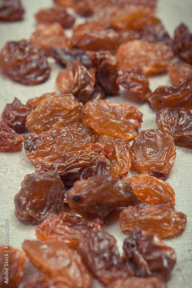 Fresh healthy raisins containing vitamins and minerals. Nutritious eating