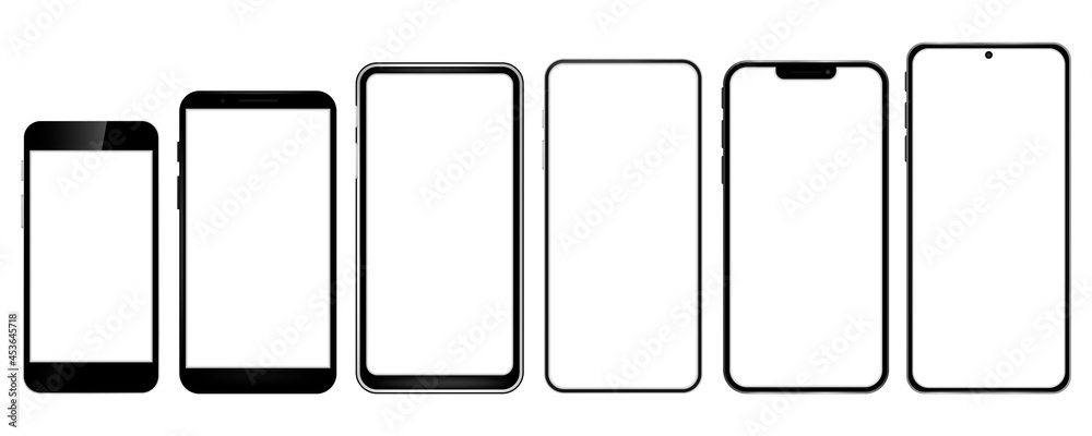 Realistic smartphone mockup. Mobile phone display, device screen frame and black smartphones. Vector illustration. Realistic smartphone mockup. Mobile phone display, device screen frame and black smartphones. Vector illustration.