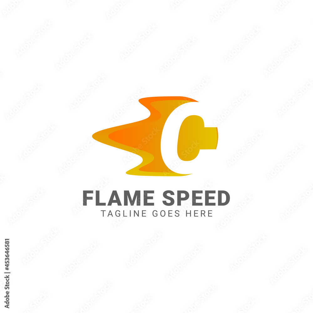 Fototapeta premium letter C flame speed vector logo design