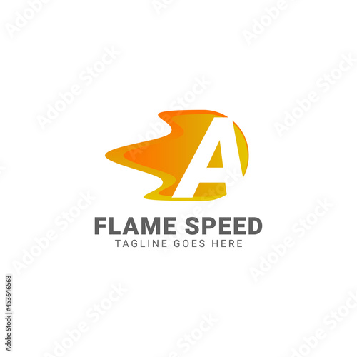 letter A flame speed vector logo design