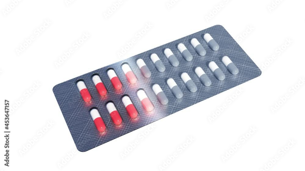 The emergence of a backing of foil, pills and a plastic blister. Luma matte The emergence of a backing of foil, pills and a plastic blister. Luma matte