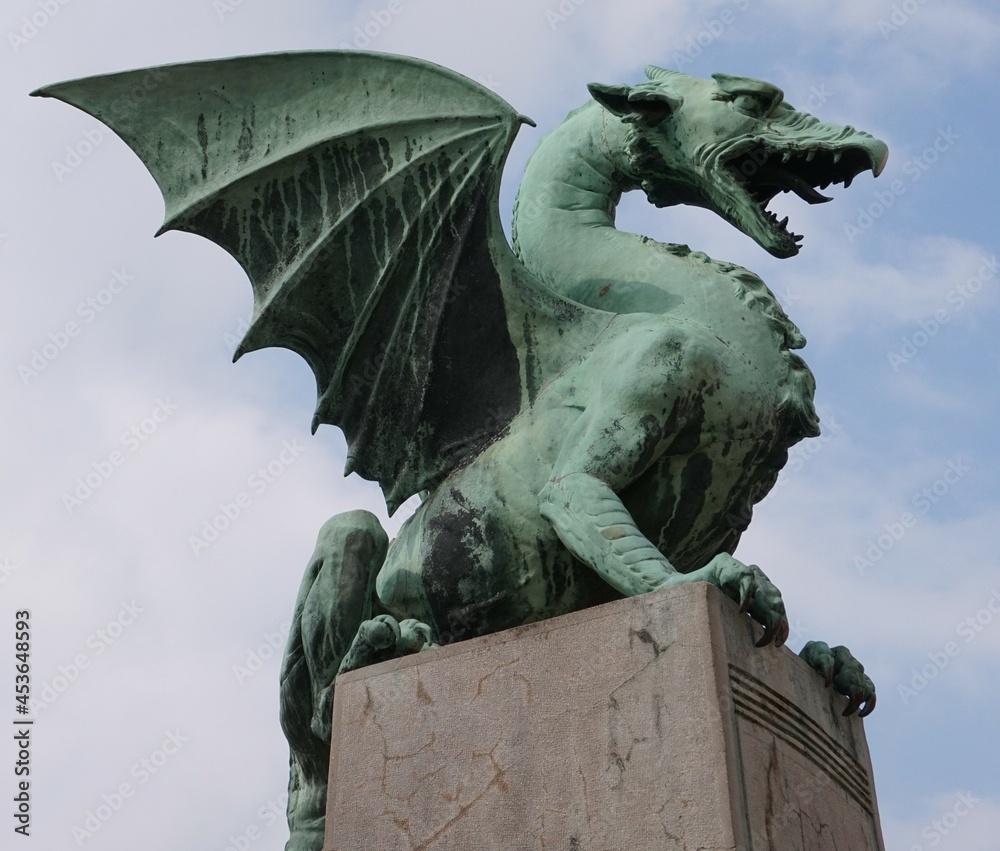 Dragon Sculpture on Ljubljana's famous Dragon Brdige