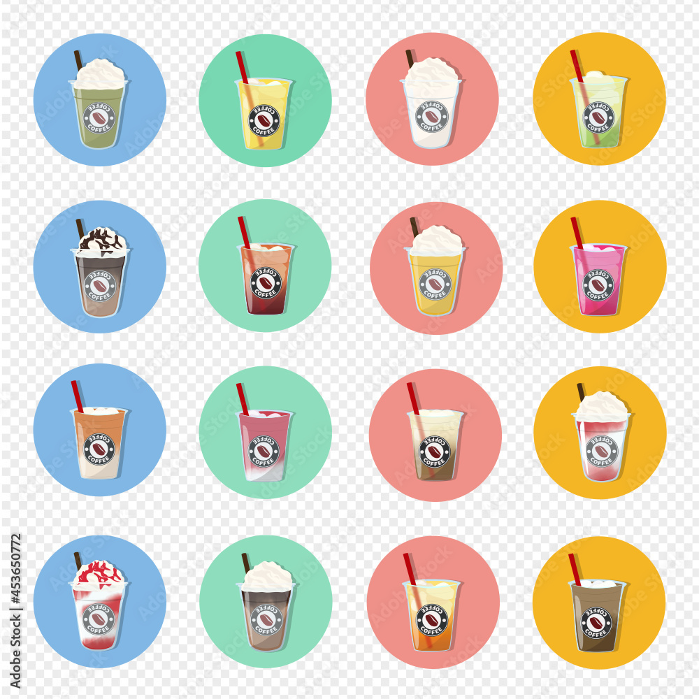 ICE drink icon sticker set,アイス飲料アイコンステッカーセット ICE drink icon sticker set,アイス飲料アイコンステッカーセット