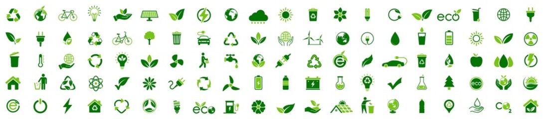 Ecology icon set. Ecofriendly icon, nature icons set on white background. Vector illustration