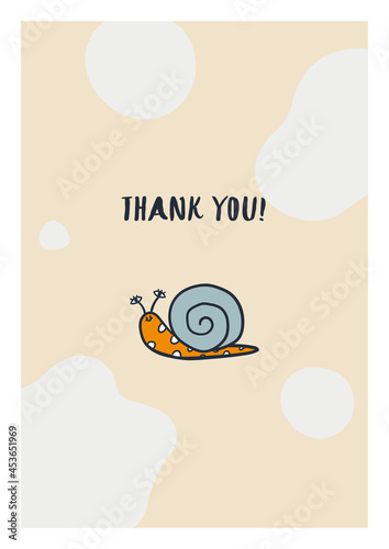 Autumn cute fall vector pre-made illustration perfect for poster, postcard, print, web, greeting cards, social media. Modern hand drawn characters with faces - mushrooms, slug, leaves. Funny and cozy.