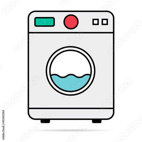 Washing machine equipment with shadow, Electric washer laundry icon, wash symbol clothes, vector illustration background