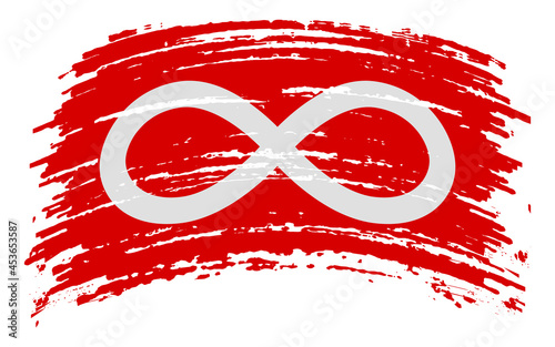 Metis red flag flag in grunge brush stroke, vector