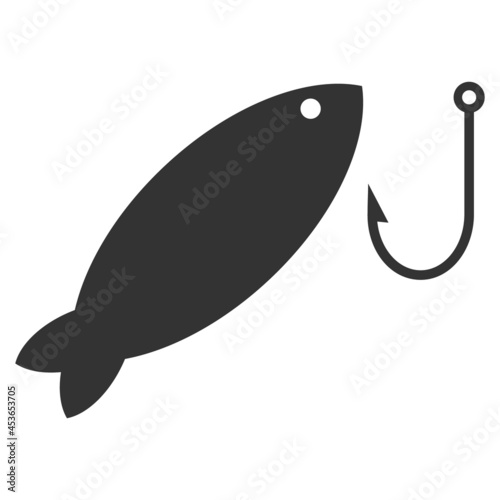 Fishing vector illustration. Flat illustration iconic design of fishing, isolated on a white background.