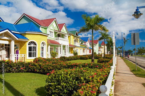 Colorful dominican wooden houses photo