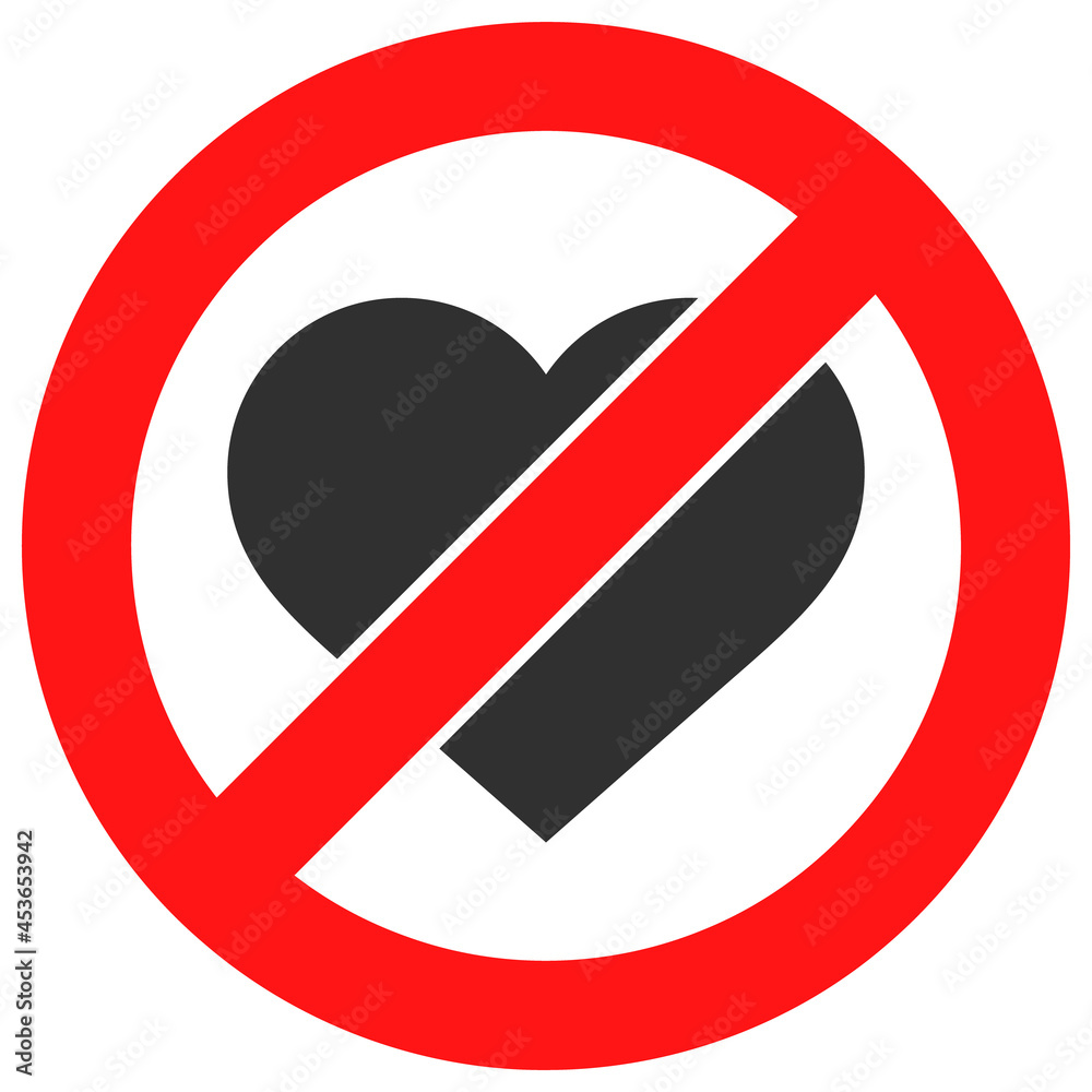Stop love heart vector illustration. Flat illustration iconic design of stop love heart, isolated on a white background. Stop love heart vector illustration. Flat illustration iconic design of stop love heart, isolated on a white background.