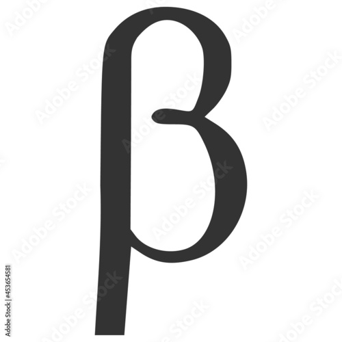 Beta Greek lowercase letter vector illustration. Flat illustration iconic design of Beta Greek lowercase letter, isolated on a white background.
