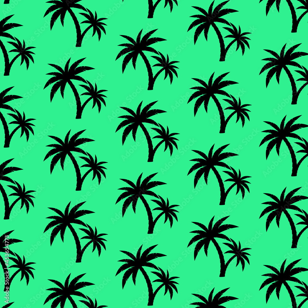Palms pattern. Seamless background with black palms. Summer design. Vector
