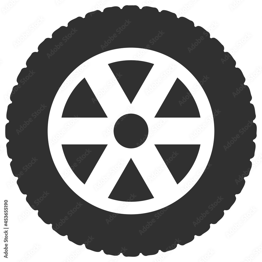 Tire wheel vector illustration. Flat illustration iconic design of tire wheel, isolated on a white background. Tire wheel vector illustration. Flat illustration iconic design of tire wheel, isolated on a white background.