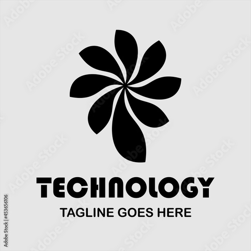 technology vector logo for company or group, abstract logo super black windmill, modern template, simple and minimalist logotype, just what you want