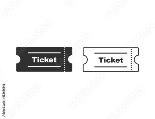 Ticket vector icons set. Black illustration isolated for graphic and web design.