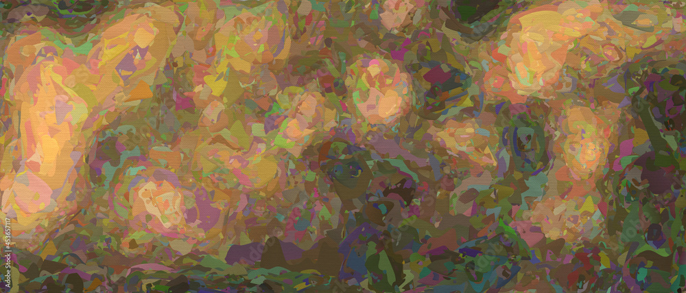 Abstract background art. 2d illustration image. Expressive handmade oil paint. Brush Strokes on canvas, Etc. Modern digital art. Multi-color backdrop. Contemporary. Expression. Popular style