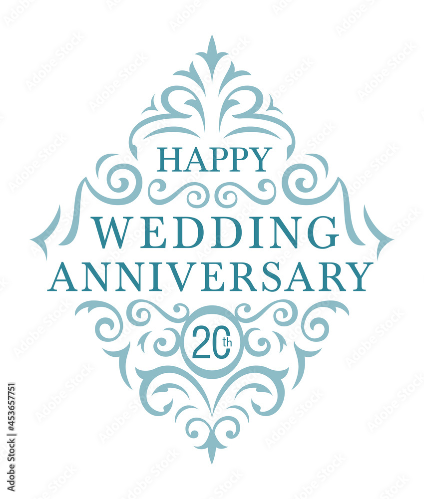 Happy wedding anniversary ornamental design with changeable year text. Vector template.
Happy wedding anniversary ornamental design with changeable year text. Vector template.