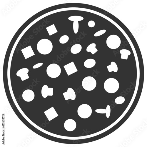 Full pizza vector illustration. Flat illustration iconic design of full pizza, isolated on a white background.