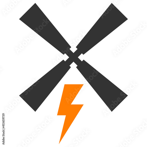 Wind electric generation vector illustration. Flat illustration iconic design of wind electric generation, isolated on a white background.