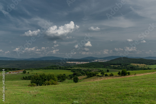 View from hills over Kosice city in east Slovakia in summer day