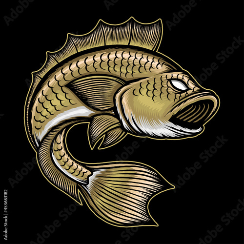 Big bass fish illustration