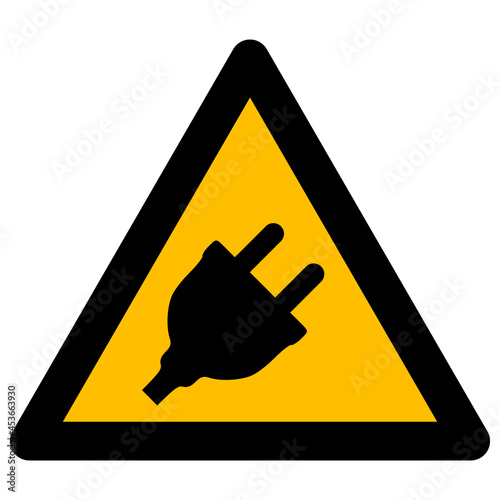 Electric plug warning vector illustration. Flat illustration iconic design of electric plug warning, isolated on a white background.