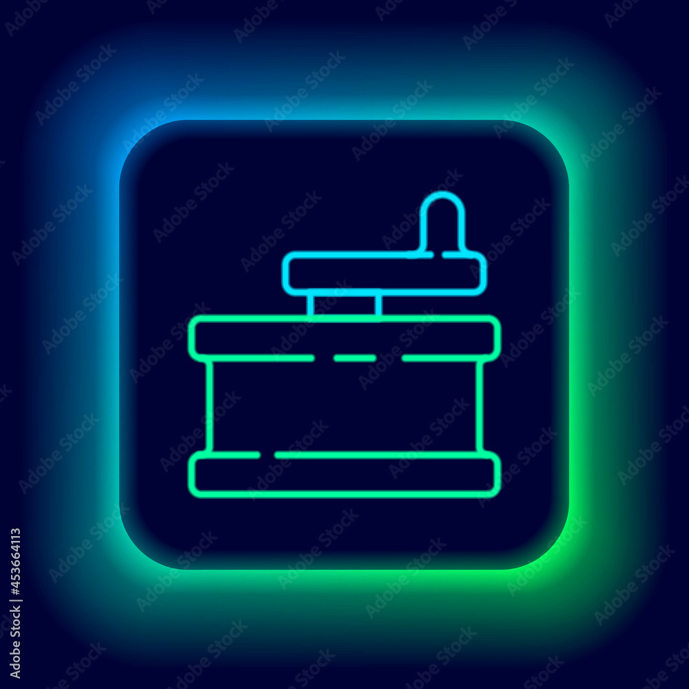 Glowing neon line Manual grinder icon isolated on black background. Colorful outline concept. Vector Glowing neon line Manual grinder icon isolated on black background. Colorful outline concept. Vector