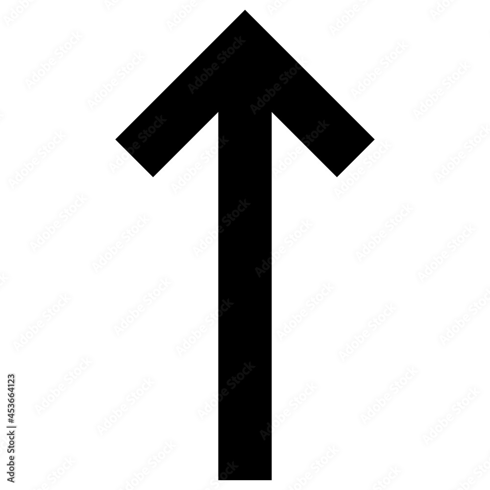 Up direction arrow vector illustration. Flat illustration iconic design of up direction arrow, isolated on a white background. Up direction arrow vector illustration. Flat illustration iconic design of up direction arrow, isolated on a white background.
