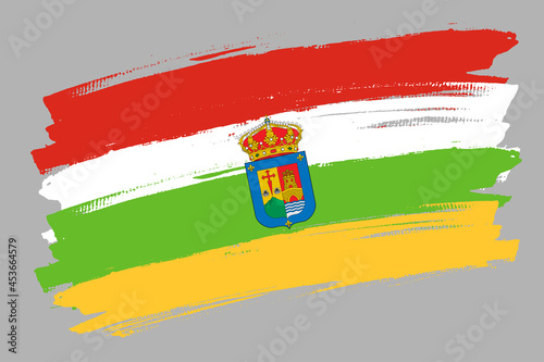 The La Rioja flag, Spain. Spanish region banner brush concept. Horizontal vector Illustration isolated on gray background. 