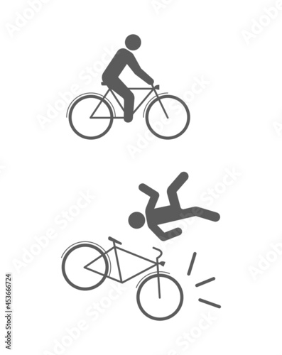 person ride and fall bicycle