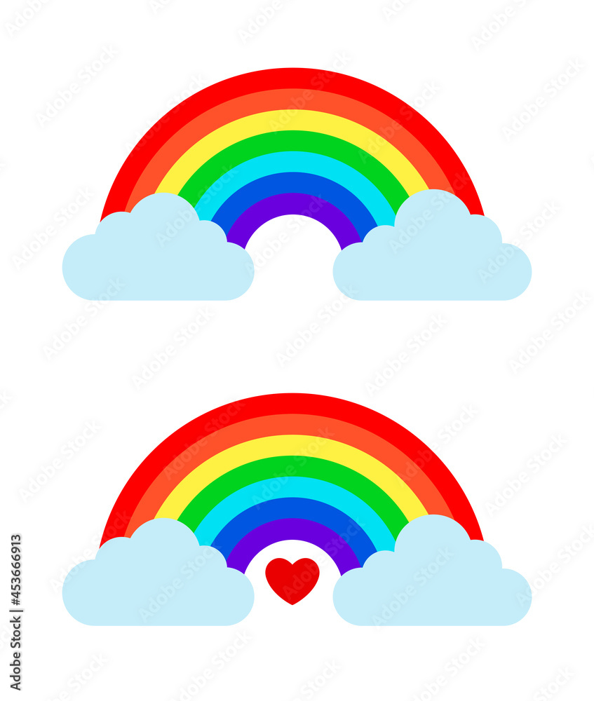 colored cartoon rainbow with clouds colored cartoon rainbow with clouds